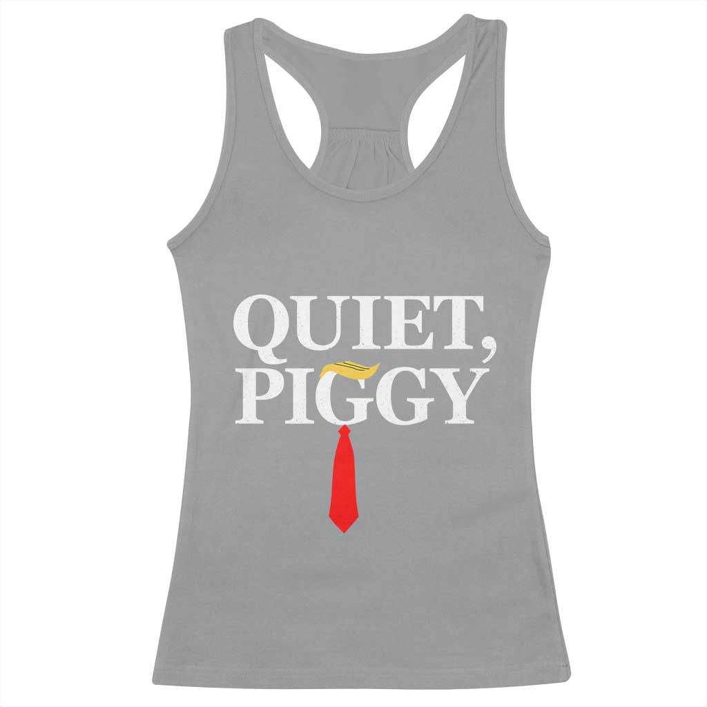 Quiet Piggy Funny Blonde Racerback Tank Top Political Satire Humor Free Speech - Wonder Print Shop