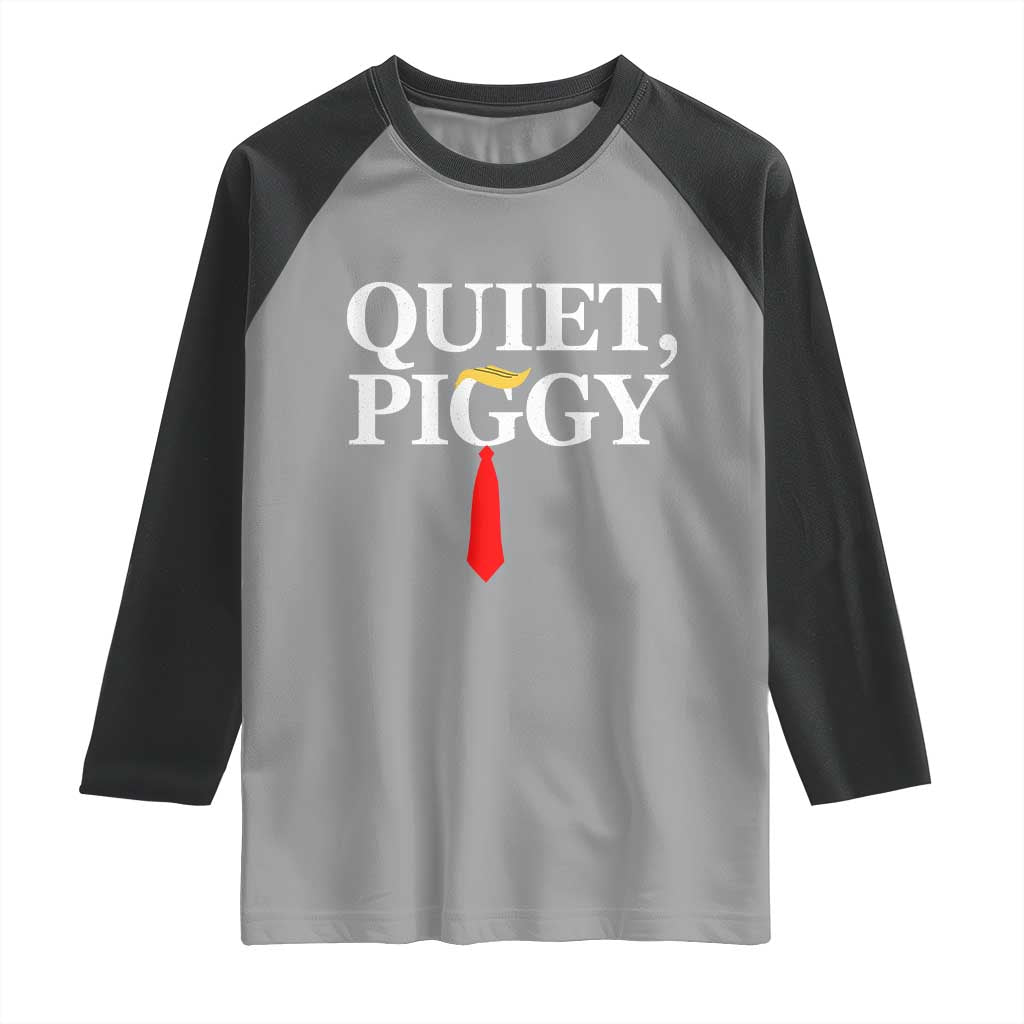 Quiet Piggy Funny Blonde Raglan Shirt Political Satire Humor Free Speech - Wonder Print Shop