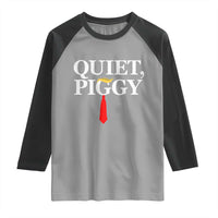 Quiet Piggy Funny Blonde Raglan Shirt Political Satire Humor Free Speech - Wonder Print Shop