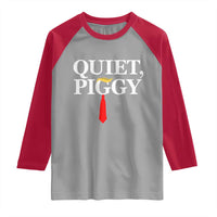 Quiet Piggy Funny Blonde Raglan Shirt Political Satire Humor Free Speech - Wonder Print Shop