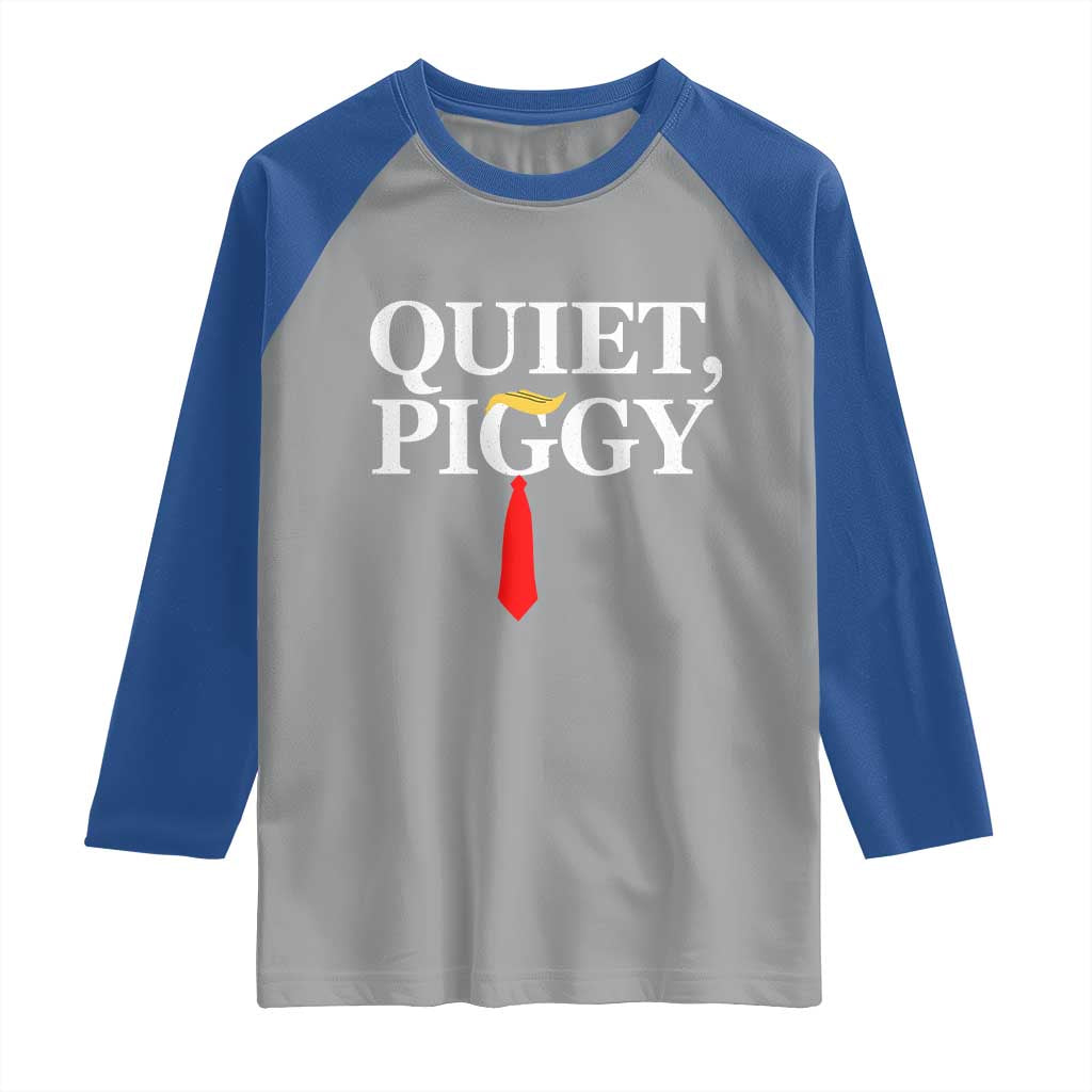 Quiet Piggy Funny Blonde Raglan Shirt Political Satire Humor Free Speech - Wonder Print Shop