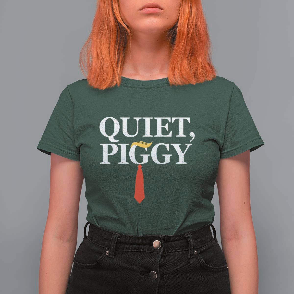 Quiet Piggy Funny Blonde T Shirt For Women Political Satire Humor Free Speech - Wonder Print Shop
