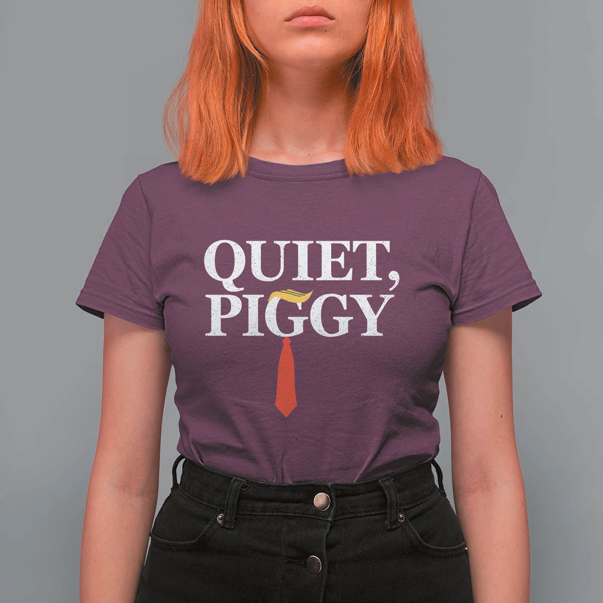 Quiet Piggy Funny Blonde T Shirt For Women Political Satire Humor Free Speech - Wonder Print Shop
