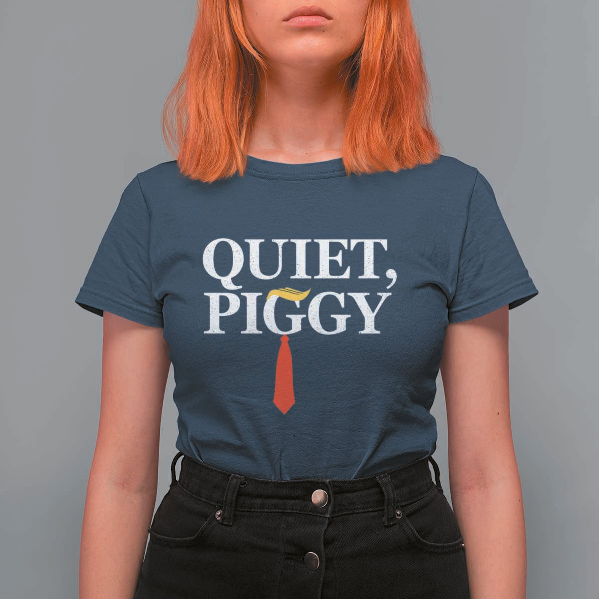 Quiet Piggy Funny Blonde T Shirt For Women Political Satire Humor Free Speech - Wonder Print Shop