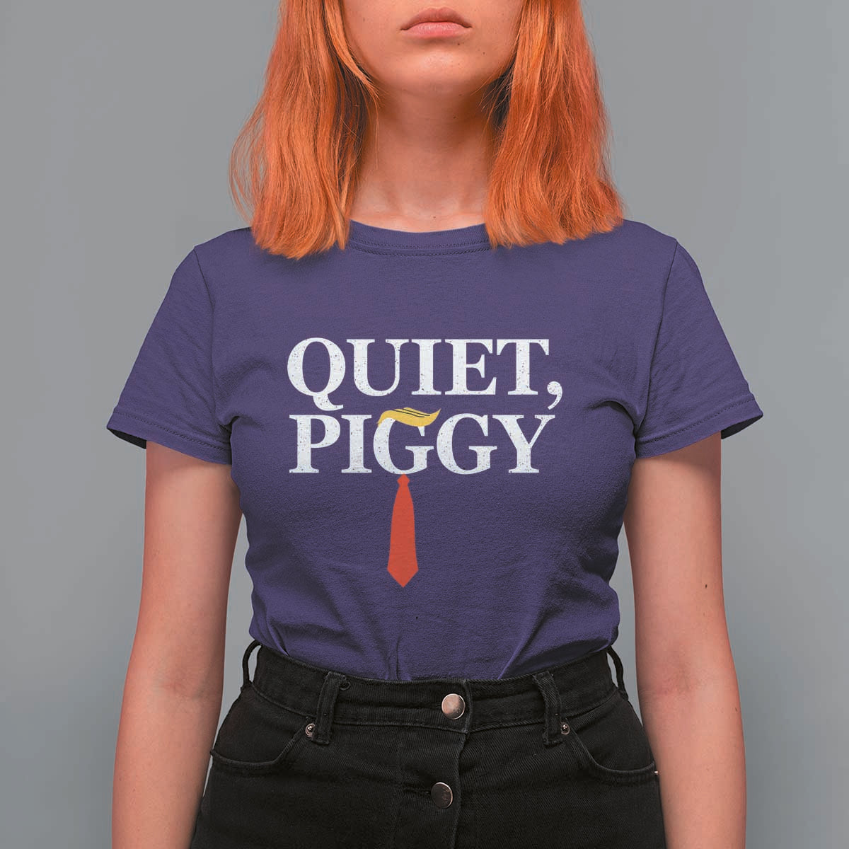 Quiet Piggy Funny Blonde T Shirt For Women Political Satire Humor Free Speech - Wonder Print Shop