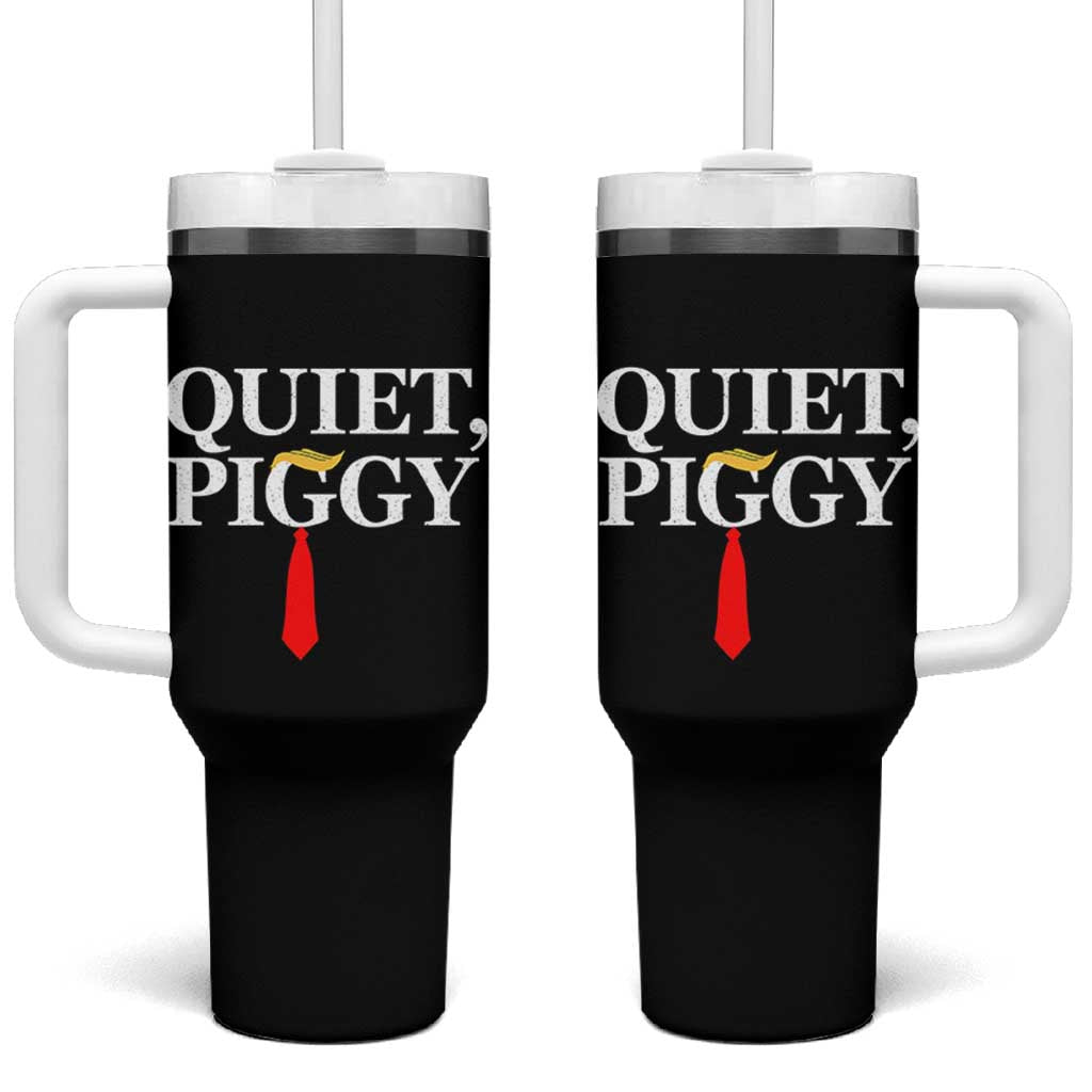 Quiet Piggy Funny Blonde Tumbler With Handle Political Satire Humor Free Speech - Wonder Print Shop