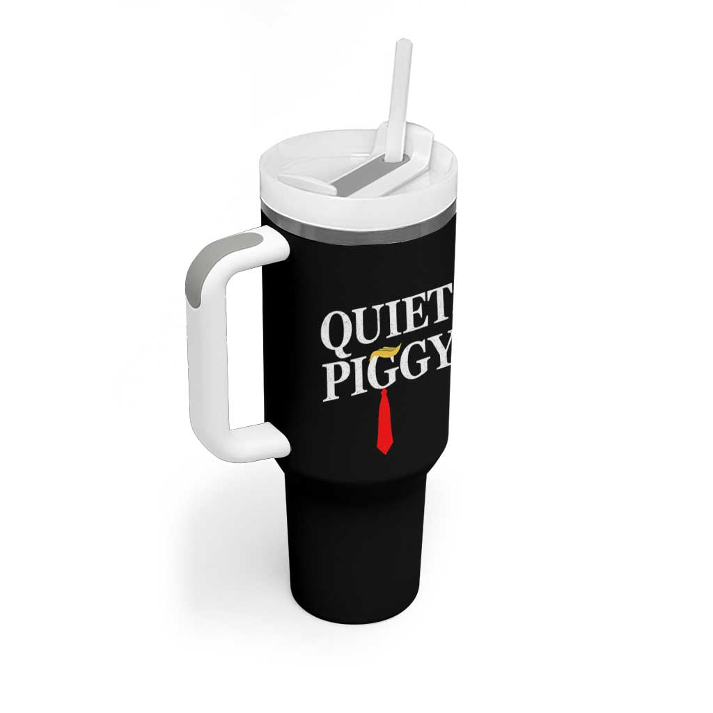 Quiet Piggy Funny Blonde Tumbler With Handle Political Satire Humor Free Speech - Wonder Print Shop