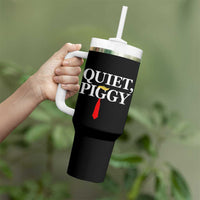 Quiet Piggy Funny Blonde Tumbler With Handle Political Satire Humor Free Speech - Wonder Print Shop