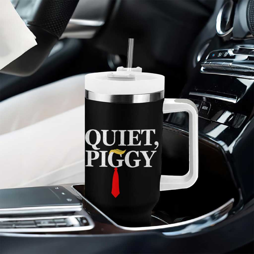 Quiet Piggy Funny Blonde Tumbler With Handle Political Satire Humor Free Speech - Wonder Print Shop
