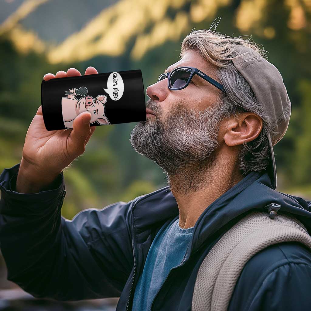 Quiet Piggy Funny Sarcastic Pig 4 in 1 Can Cooler Tumbler Political Satire Humor Free Speech - Wonder Print Shop