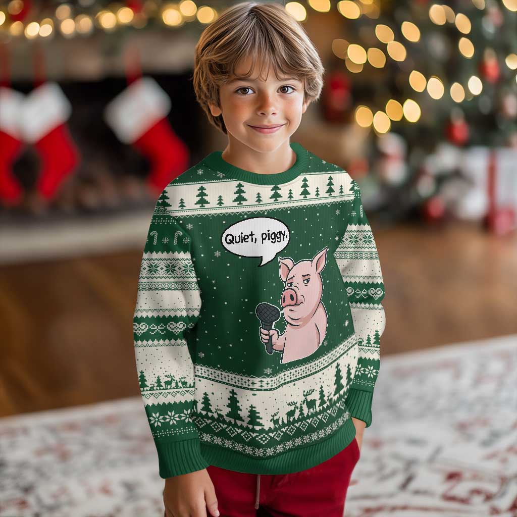 Quiet Piggy Funny Sarcastic Pig Ugly Christmas Sweater Political Satire Humor Free Speech - Wonder Print Shop