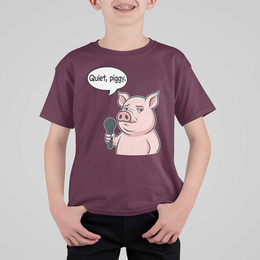 Quiet Piggy Funny Sarcastic Pig T Shirt For Kid Political Satire Humor Free Speech - Wonder Print Shop