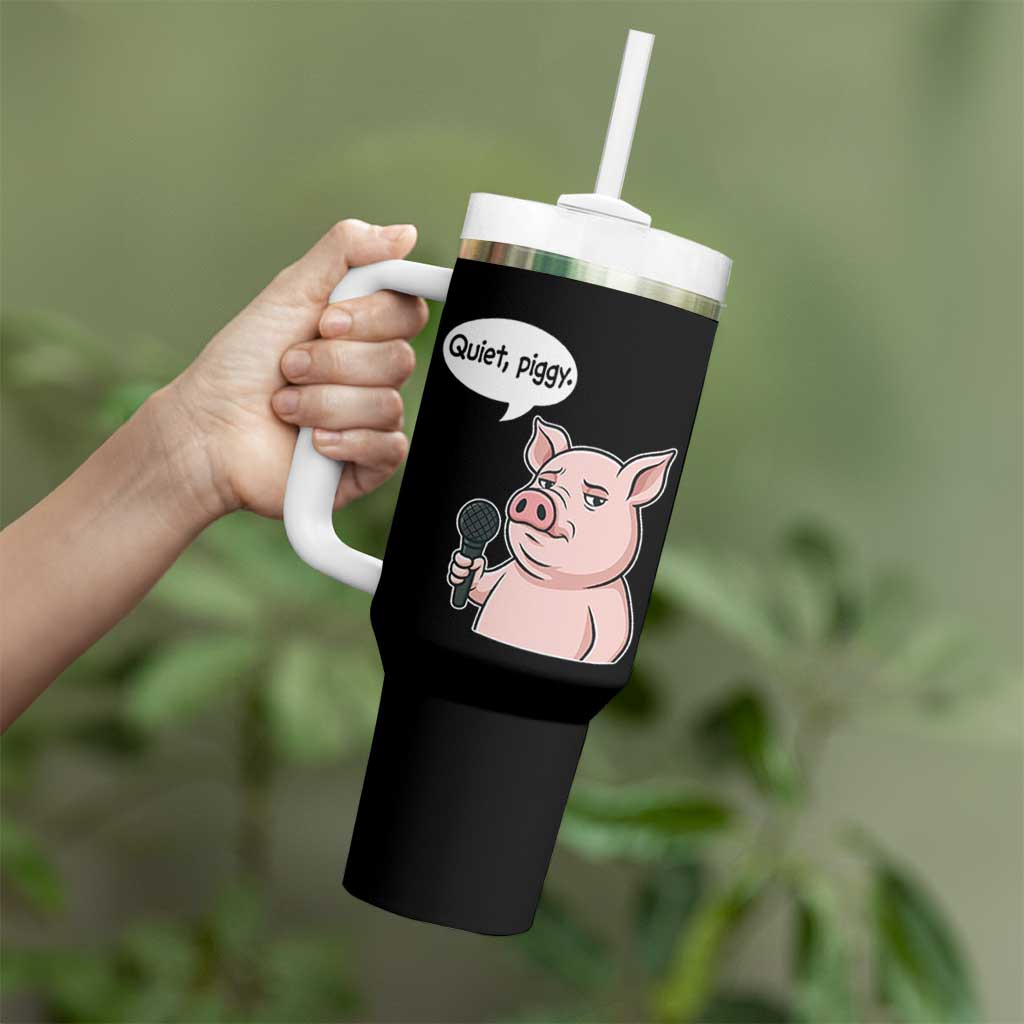 Quiet Piggy Funny Sarcastic Pig Tumbler With Handle Political Satire Humor Free Speech - Wonder Print Shop