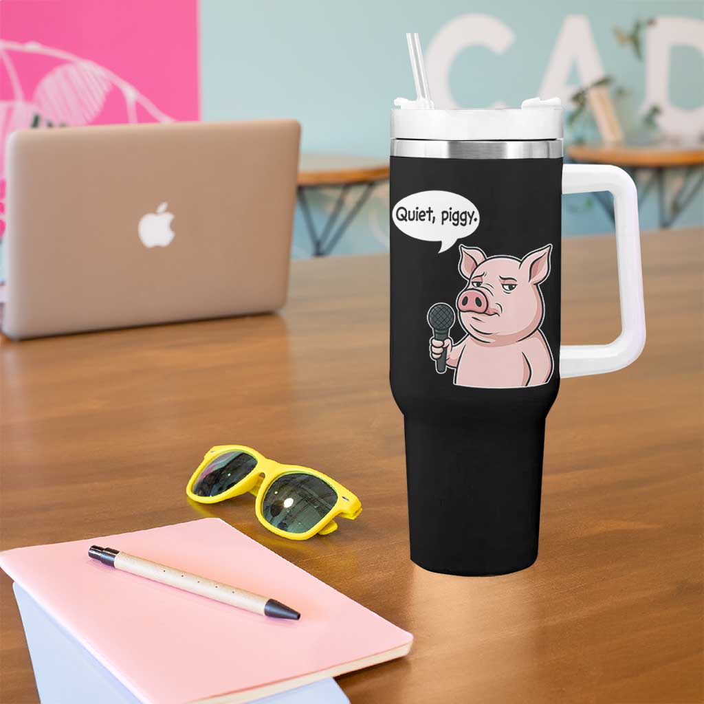 Quiet Piggy Funny Sarcastic Pig Tumbler With Handle Political Satire Humor Free Speech - Wonder Print Shop