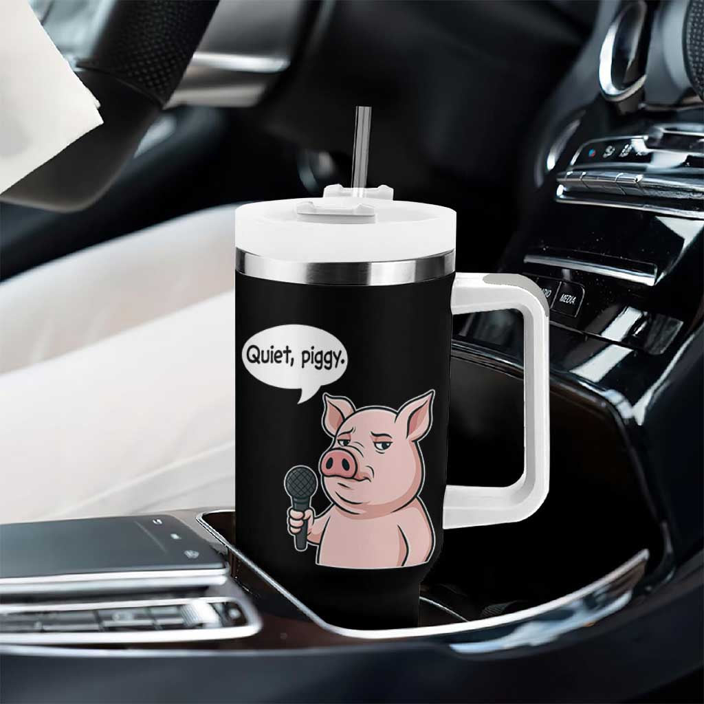 Quiet Piggy Funny Sarcastic Pig Tumbler With Handle Political Satire Humor Free Speech - Wonder Print Shop