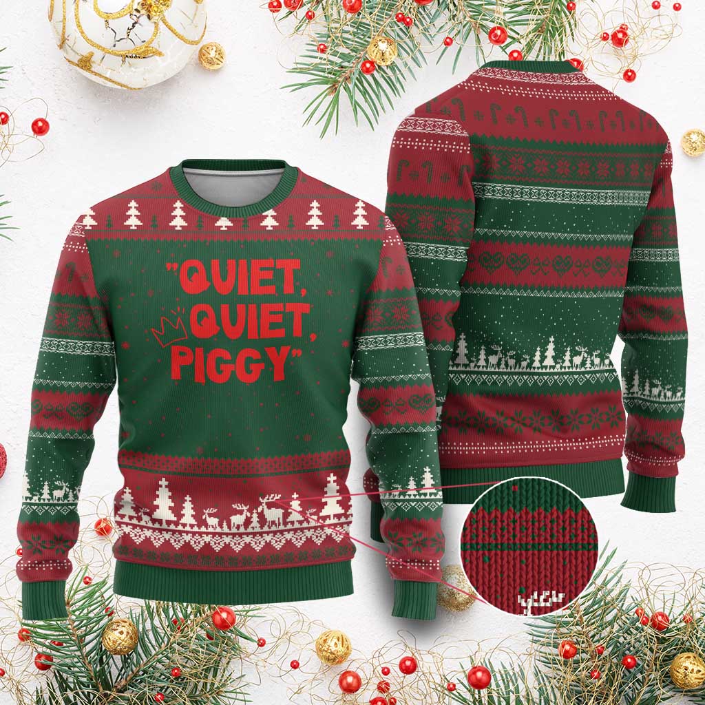 Quiet Quiet Piggy Ugly Christmas Sweater Funny Political Satire Free Speech - Wonder Print Shop