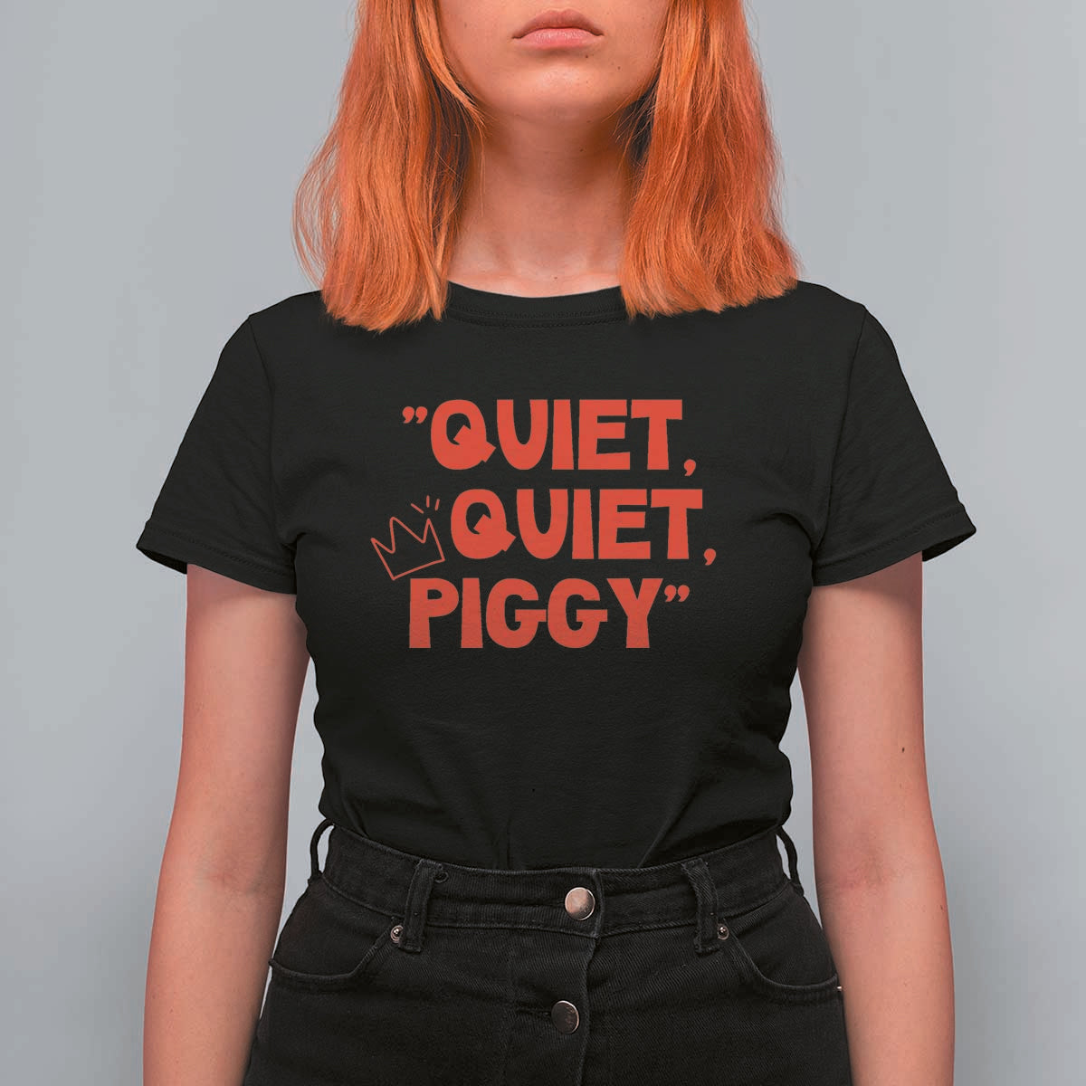 Quiet Quiet Piggy T Shirt For Women Funny Political Satire Free Speech - Wonder Print Shop