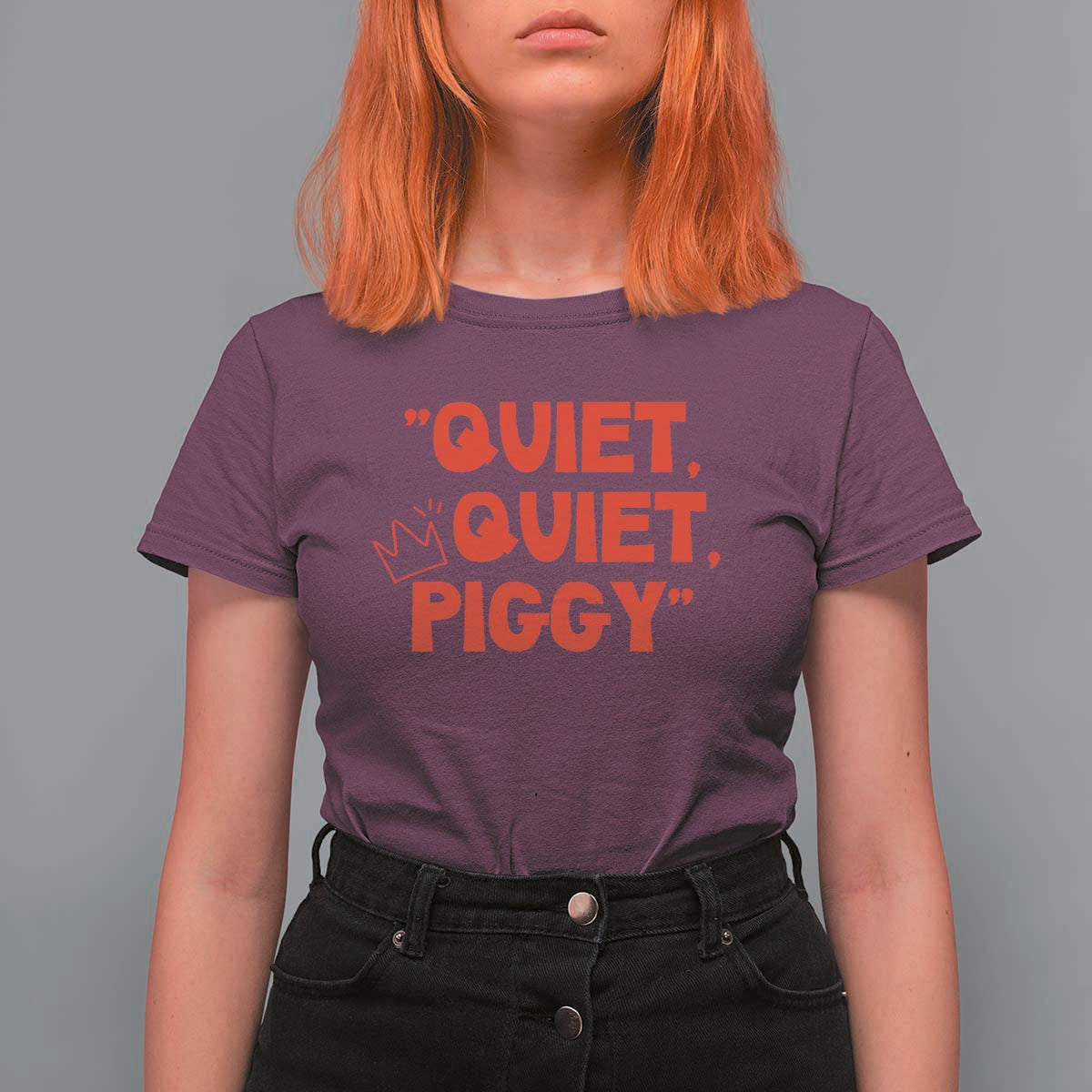 Quiet Quiet Piggy T Shirt For Women Funny Political Satire Free Speech - Wonder Print Shop