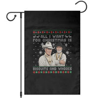 Funny Western Christmas Cowboy Humor Garden Flag All I Want for Christmas Is Biscuits and Whores - Wonder Print Shop