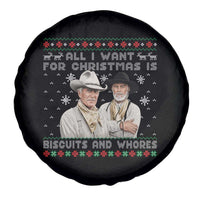 Funny Western Christmas Cowboy Humor Spare Tire Cover All I Want for Christmas Is Biscuits and Whores - Wonder Print Shop