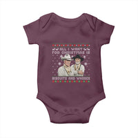 Funny Western Christmas Cowboy Humor Baby Onesie All I Want for Christmas Is Biscuits and Whores - Wonder Print Shop