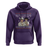 Funny Western Christmas Cowboy Humor Hoodie All I Want for Christmas Is Biscuits and Whores - Wonder Print Shop