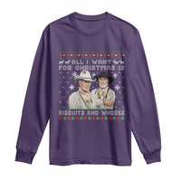 Funny Western Christmas Cowboy Humor Long Sleeve Shirt All I Want for Christmas Is Biscuits and Whores - Wonder Print Shop