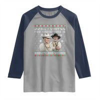 Funny Western Christmas Cowboy Humor Raglan Shirt All I Want for Christmas Is Biscuits and Whores - Wonder Print Shop