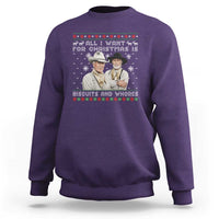 Funny Western Christmas Cowboy Humor Sweatshirt All I Want for Christmas Is Biscuits and Whores - Wonder Print Shop