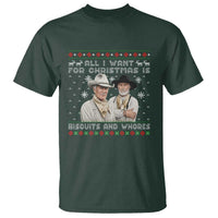 Funny Western Christmas Cowboy Humor T Shirt All I Want for Christmas Is Biscuits and Whores - Wonder Print Shop