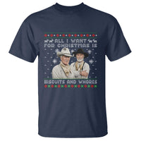 Funny Western Christmas Cowboy Humor T Shirt All I Want for Christmas Is Biscuits and Whores - Wonder Print Shop
