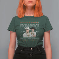 Funny Western Christmas Cowboy Humor T Shirt For Women All I Want for Christmas Is Biscuits and Whores - Wonder Print Shop