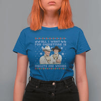 Funny Western Christmas Cowboy Humor T Shirt For Women All I Want for Christmas Is Biscuits and Whores - Wonder Print Shop
