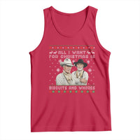 Funny Western Christmas Cowboy Humor Tank Top All I Want for Christmas Is Biscuits and Whores - Wonder Print Shop