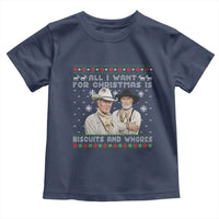 Funny Western Christmas Cowboy Humor Toddler T Shirt All I Want for Christmas Is Biscuits and Whores - Wonder Print Shop