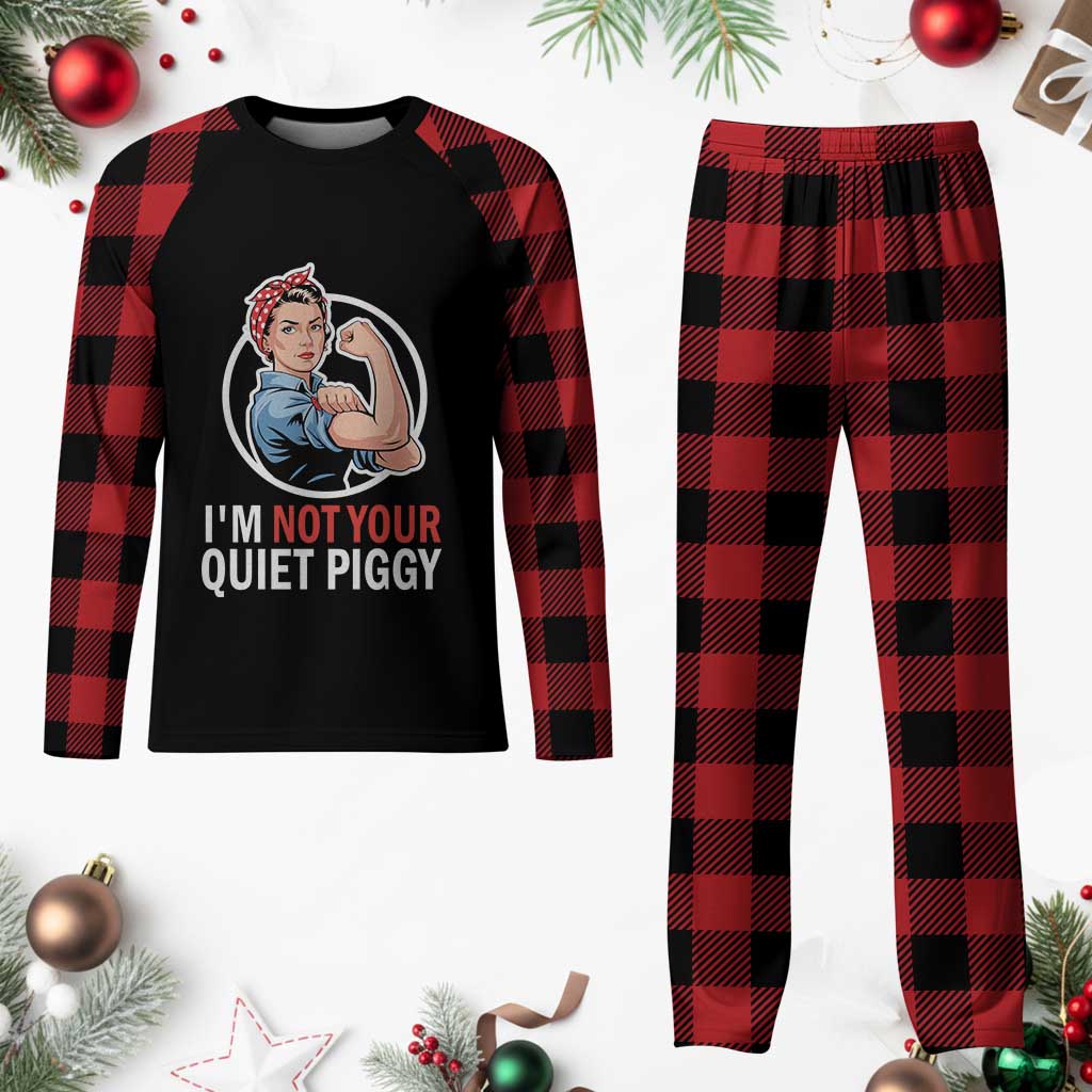 I’m Not Your Quiet Piggy Plaid Pajama Set Feminist Rosie the Riveter - Wonder Print Shop