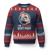 I’m Not Your Quiet Piggy Ugly Christmas Sweater Feminist Rosie the Riveter - Wonder Print Shop