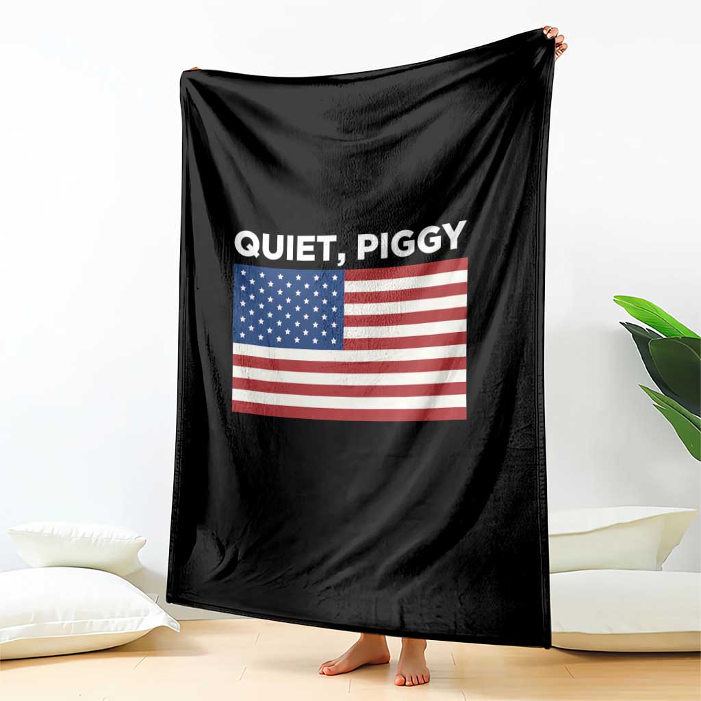 Quiet Piggy Patriotic Meme Throw Blanket Satirical USA Flag Free Speech - Wonder Print Shop