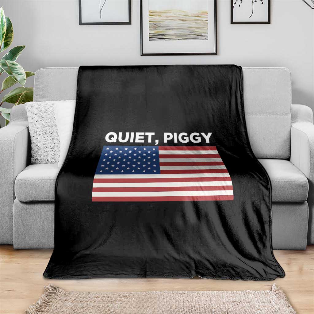 Quiet Piggy Patriotic Meme Throw Blanket Satirical USA Flag Free Speech - Wonder Print Shop