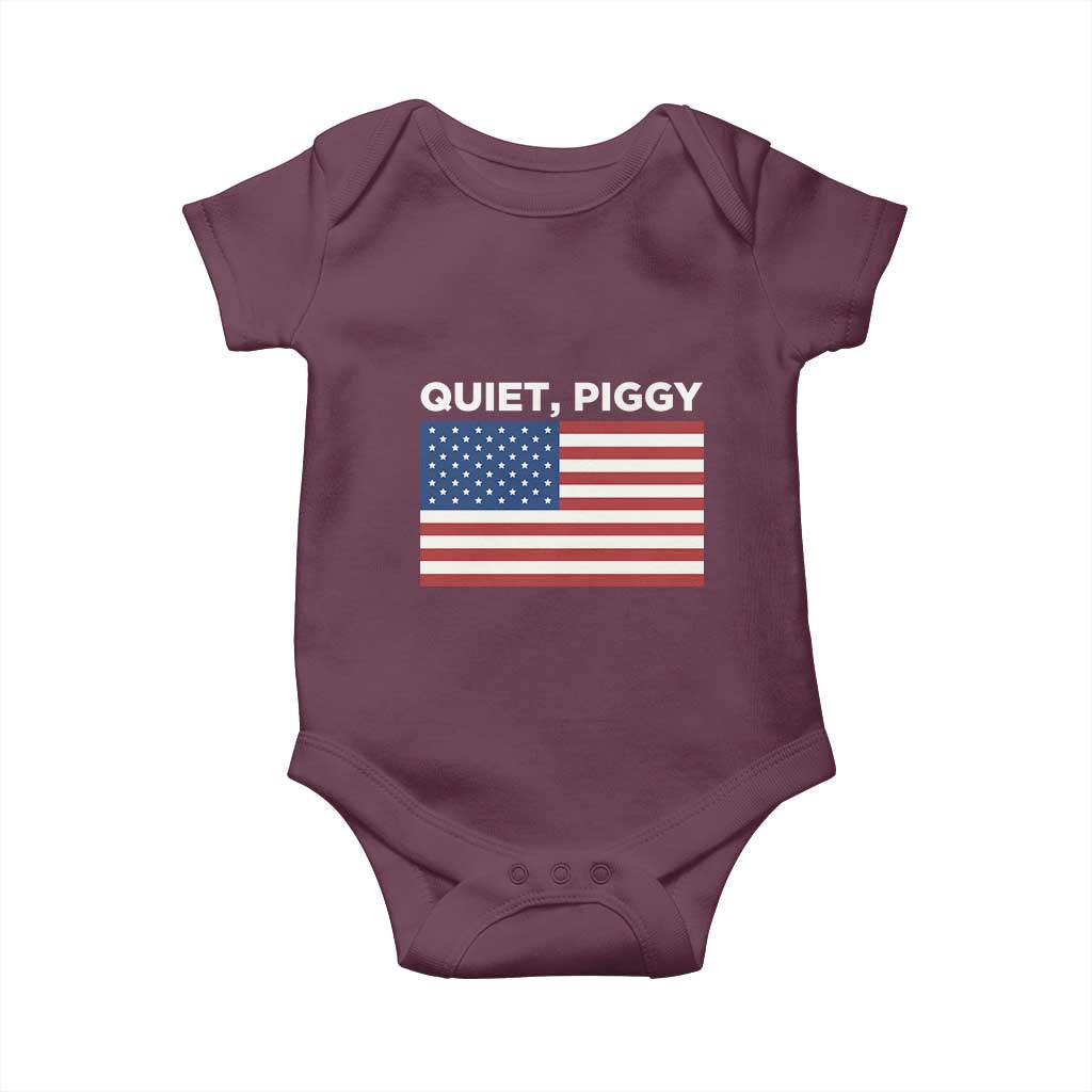 Quiet Piggy Patriotic Meme Baby Onesie Satirical USA Flag Free Speech - Wonder Print Shop