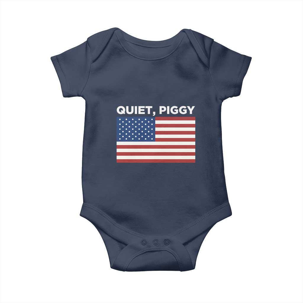 Quiet Piggy Patriotic Meme Baby Onesie Satirical USA Flag Free Speech - Wonder Print Shop