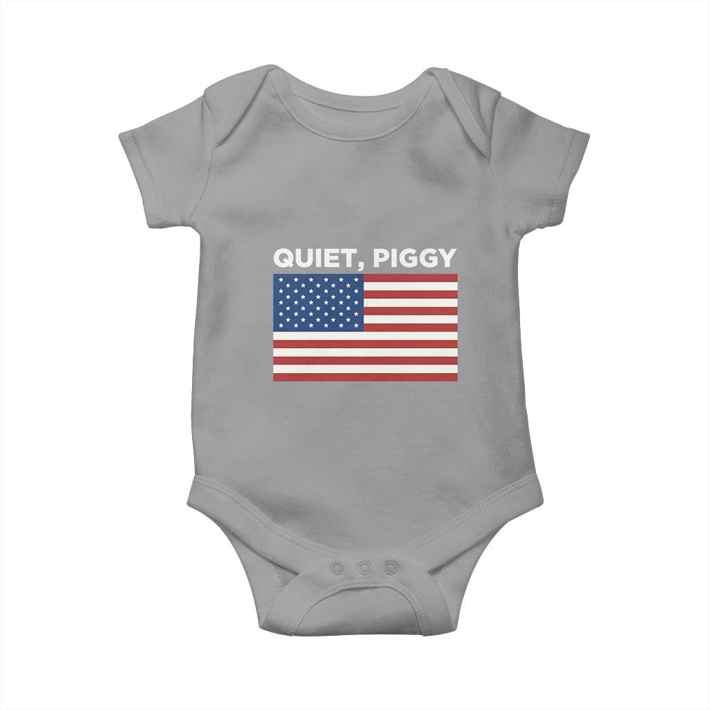 Quiet Piggy Patriotic Meme Baby Onesie Satirical USA Flag Free Speech - Wonder Print Shop