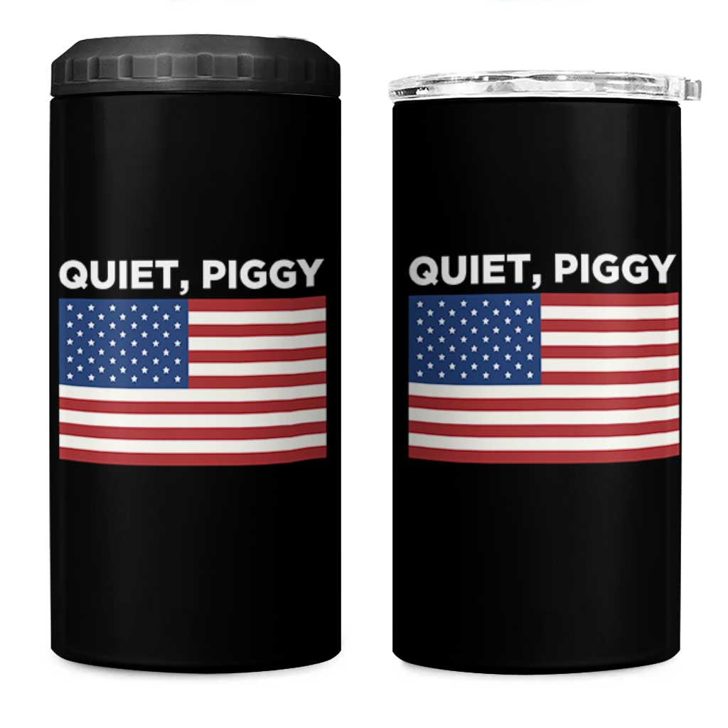 Quiet Piggy Patriotic Meme 4 in 1 Can Cooler Tumbler Satirical USA Flag Free Speech - Wonder Print Shop