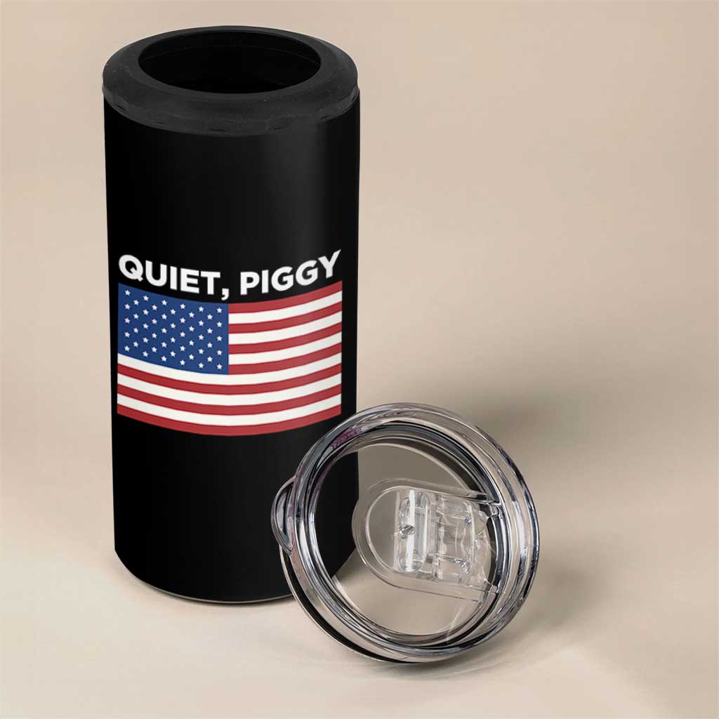 Quiet Piggy Patriotic Meme 4 in 1 Can Cooler Tumbler Satirical USA Flag Free Speech - Wonder Print Shop