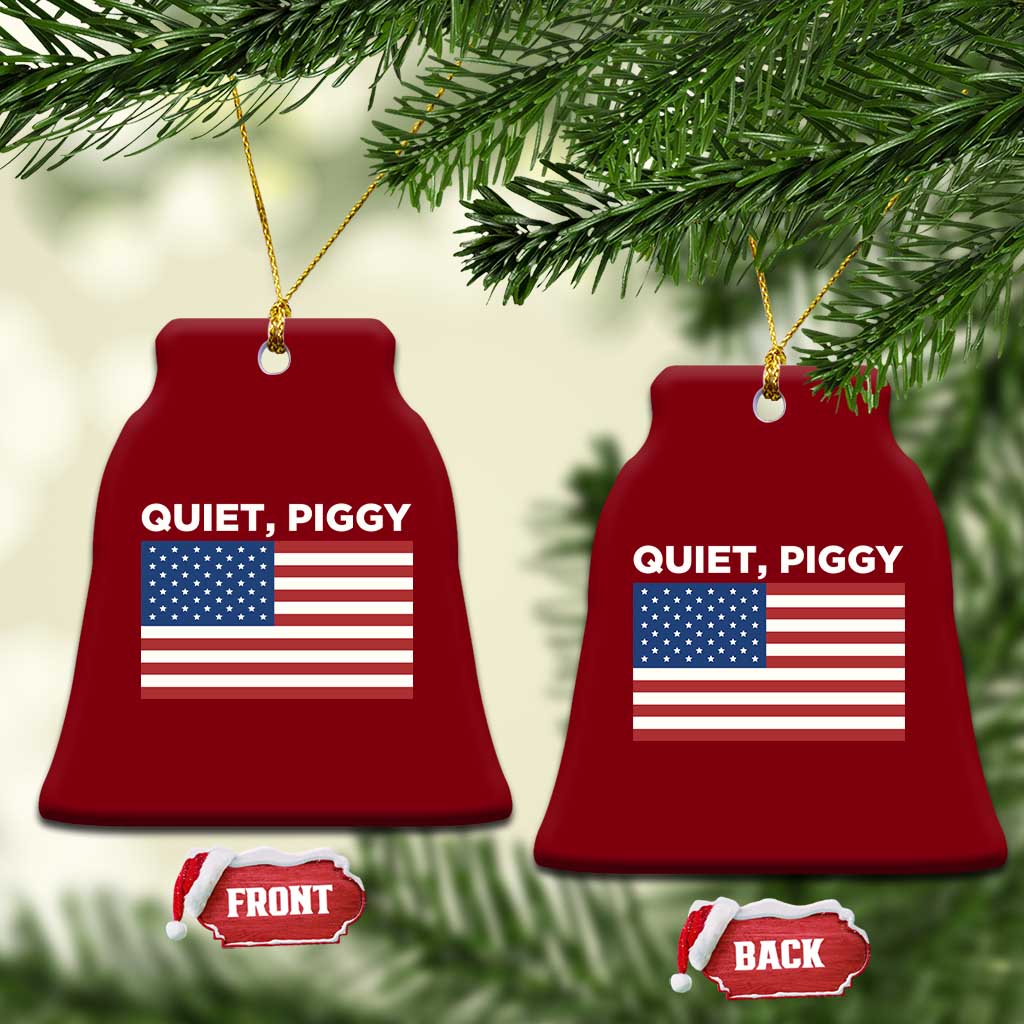 Quiet Piggy Patriotic Meme Ceramic Ornament Satirical USA Flag Free Speech - Wonder Print Shop