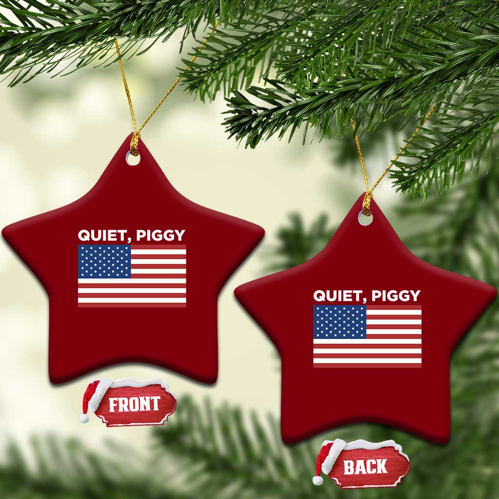 Quiet Piggy Patriotic Meme Ceramic Ornament Satirical USA Flag Free Speech - Wonder Print Shop