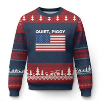 Quiet Piggy Patriotic Meme Ugly Christmas Sweater Satirical USA Flag Free Speech - Wonder Print Shop