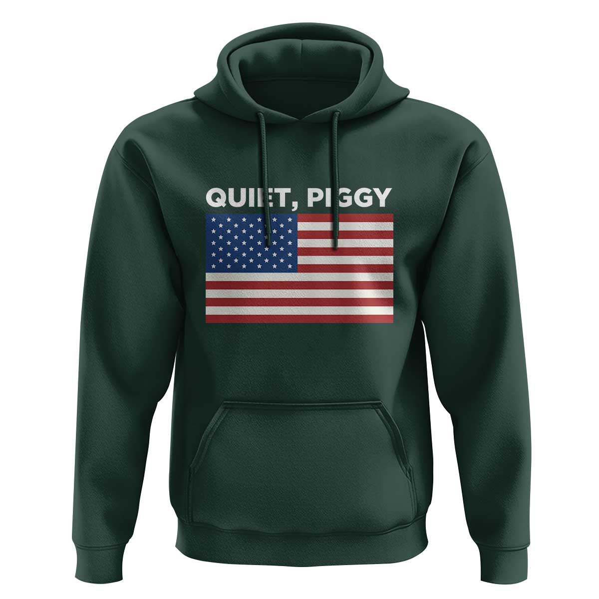 Quiet Piggy Patriotic Meme Hoodie Satirical USA Flag Free Speech - Wonder Print Shop