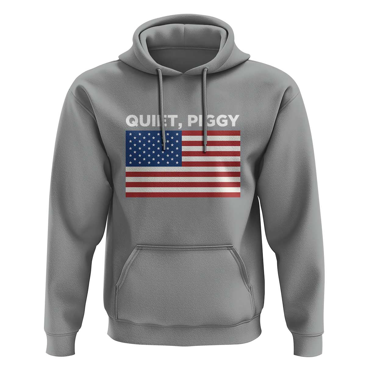 Quiet Piggy Patriotic Meme Hoodie Satirical USA Flag Free Speech - Wonder Print Shop
