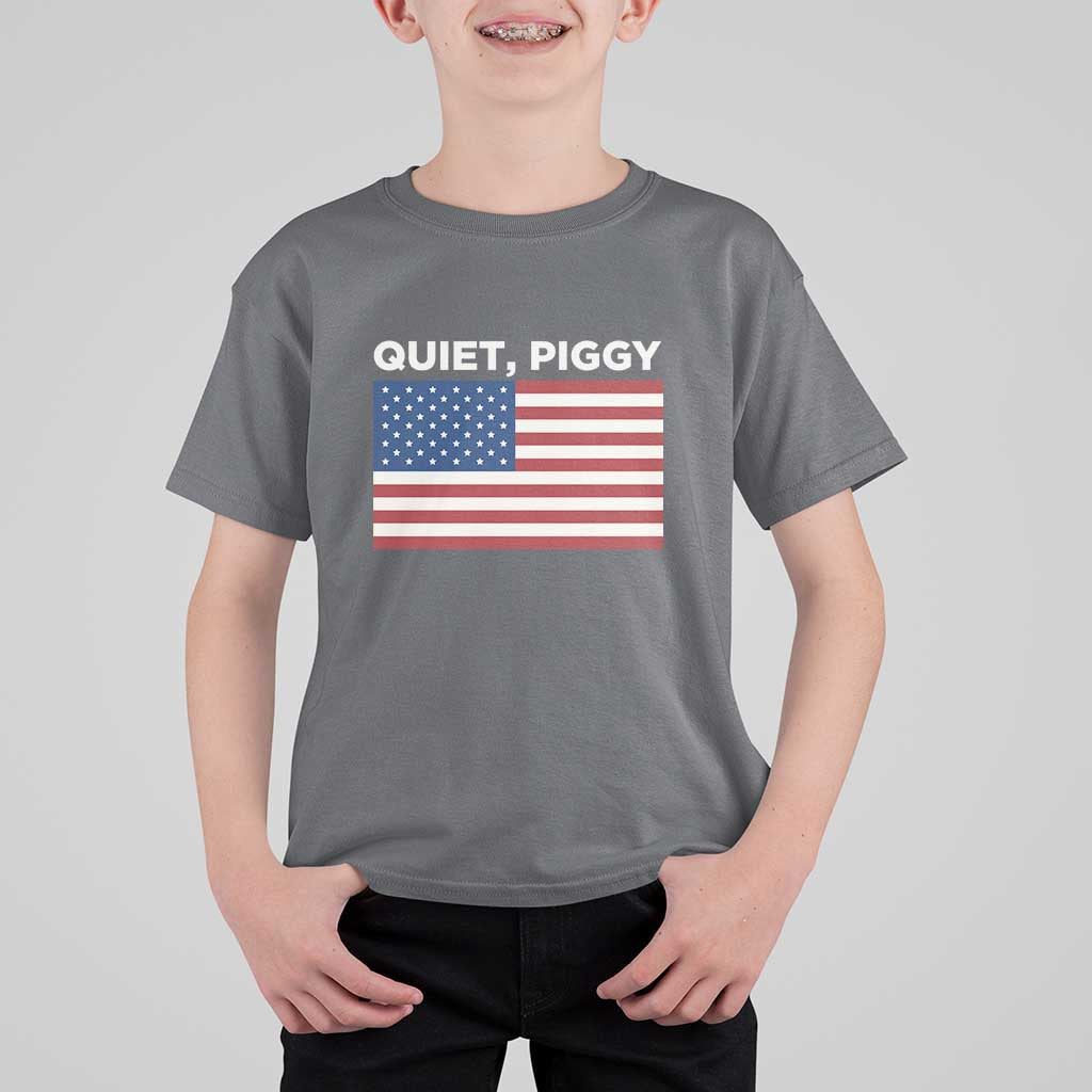 Quiet Piggy Patriotic Meme T Shirt For Kid Satirical USA Flag Free Speech - Wonder Print Shop